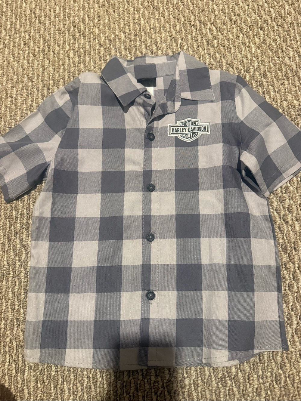 Harley-Davidson Boys Gray & White Plaid Button-Down Shirt